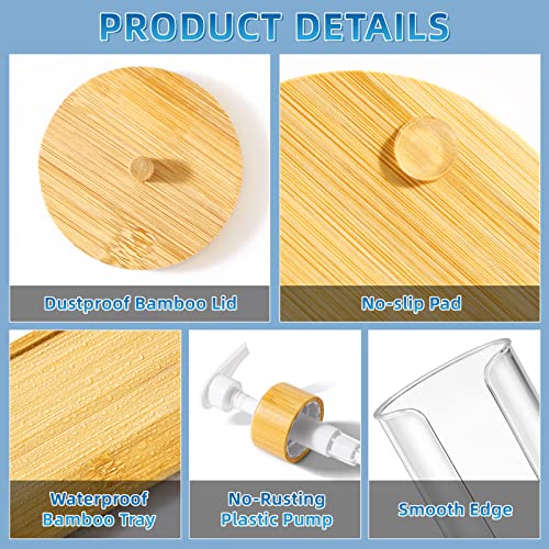 VITVITI Mouthwash Dispenser for Bathroom, Mouth Wash Pump Bottle with Paper Cup Holder, 17Oz Refillable Clear Mouthwash Container with Bamboo Lid/Tray/Label - Image 5