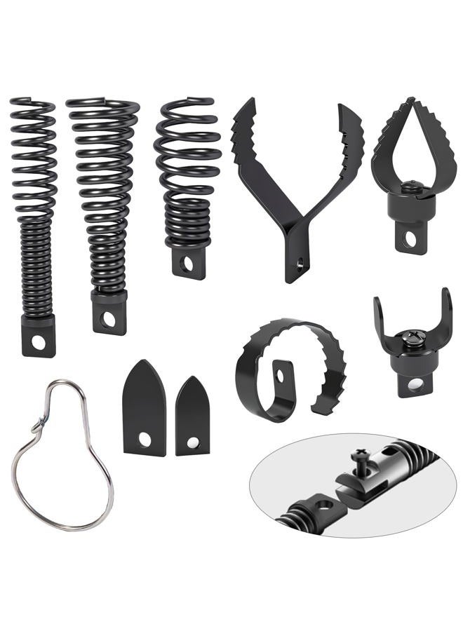 Richcat Drain Snake Drill Attachment,Cutter and Auger Set,Used in 50-100FT AC Drain Cleaning Machine,Fits 5/16 to 3/4 inch Drain Snake Cable,Drain Cleaner Combination Cutter Heads,410 stainless steel - Image 1