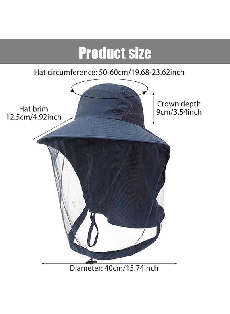 CMGTYYD Anti-mosquito head mesh hat, anti-mosquito mask with neck cover, foldable fishing hat with adjustable chin strap, UPF50+ hunting hat for men and women, suitable for outdoor fishing - Image 2