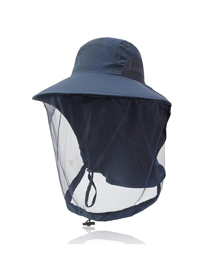 CMGTYYD Anti-mosquito head mesh hat, anti-mosquito mask with neck cover, foldable fishing hat with adjustable chin strap, UPF50+ hunting hat for men and women, suitable for outdoor fishing - Image 1