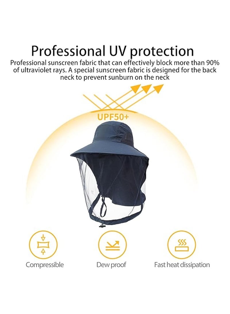 CMGTYYD Anti-mosquito head mesh hat, anti-mosquito mask with neck cover, foldable fishing hat with adjustable chin strap, UPF50+ hunting hat for men and women, suitable for outdoor fishing - Image 4