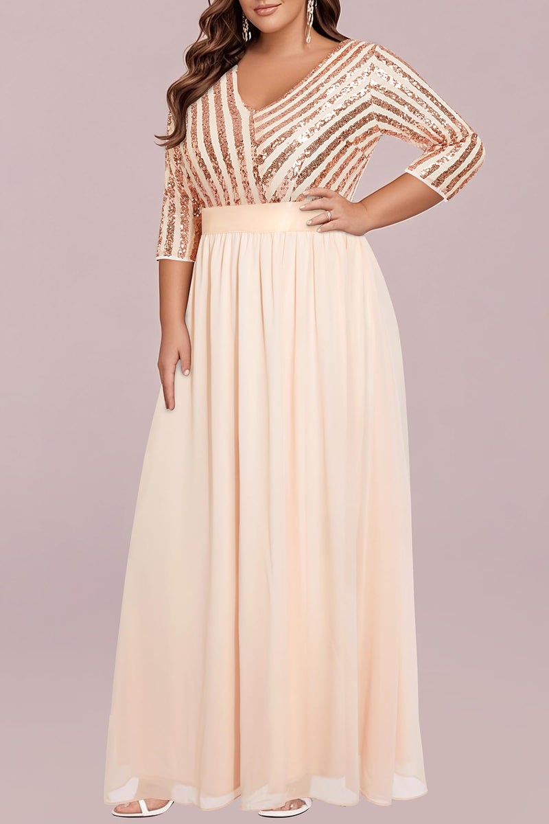 Talisea Blush Pink Plus Size Bridesmaid Dresses Long Sleeve Formal Wedding Guest Dress Evening Prom Gowns Maxi Sequin - Image 5