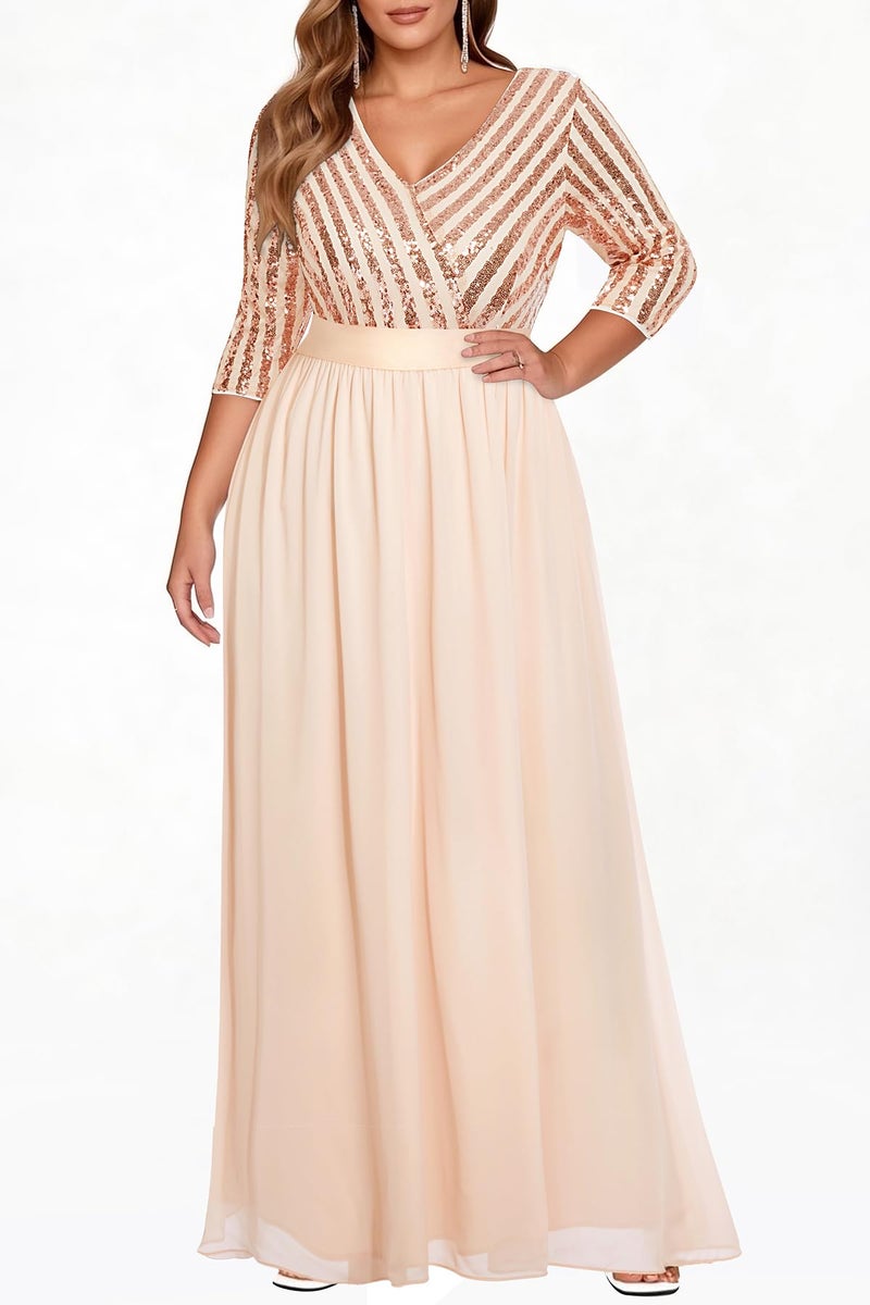 Talisea Blush Pink Plus Size Bridesmaid Dresses Long Sleeve Formal Wedding Guest Dress Evening Prom Gowns Maxi Sequin - Image 2
