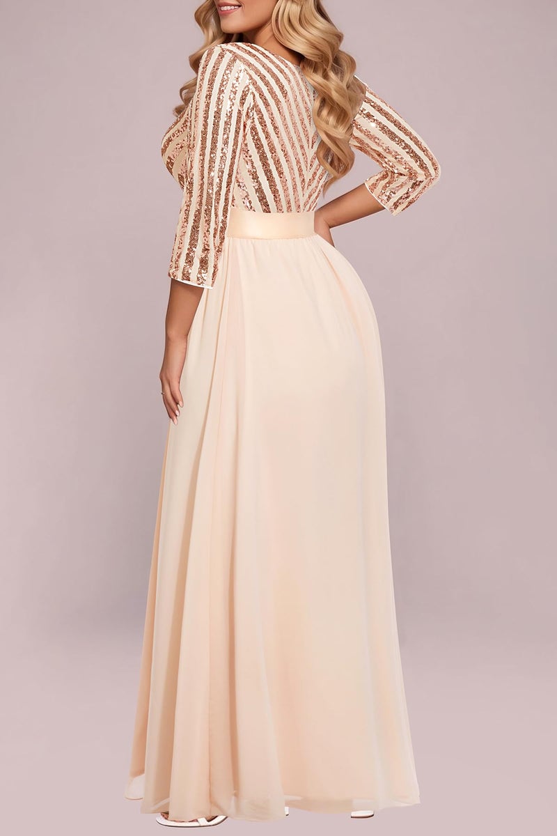 Talisea Blush Pink Plus Size Bridesmaid Dresses Long Sleeve Formal Wedding Guest Dress Evening Prom Gowns Maxi Sequin - Image 4