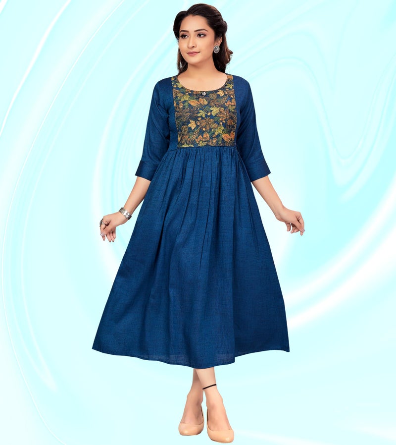 RITIJYA Feeding Kurtis for Women with Zip in Cotton Rayon | Maternity Gown Pregnancy Dress for Nursing Mothers | Maternity Wear Feeding Dress Tops (M,Affectionate Blue,9063_38) - Image 5