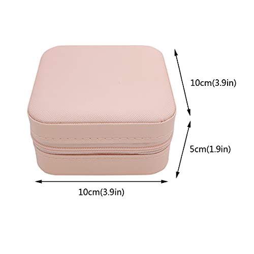 Jig-Tik Faux Leather Mini Jewelry Travel Case,Small Travel Jewelry Organizer,Portable Jewelry Box Travel Mini Storage Organizer Portable (1, JKE1-Jewelrypink) - Image 5