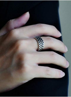 Elegant And Modern Antique Silver Plated Ring For Men One Size