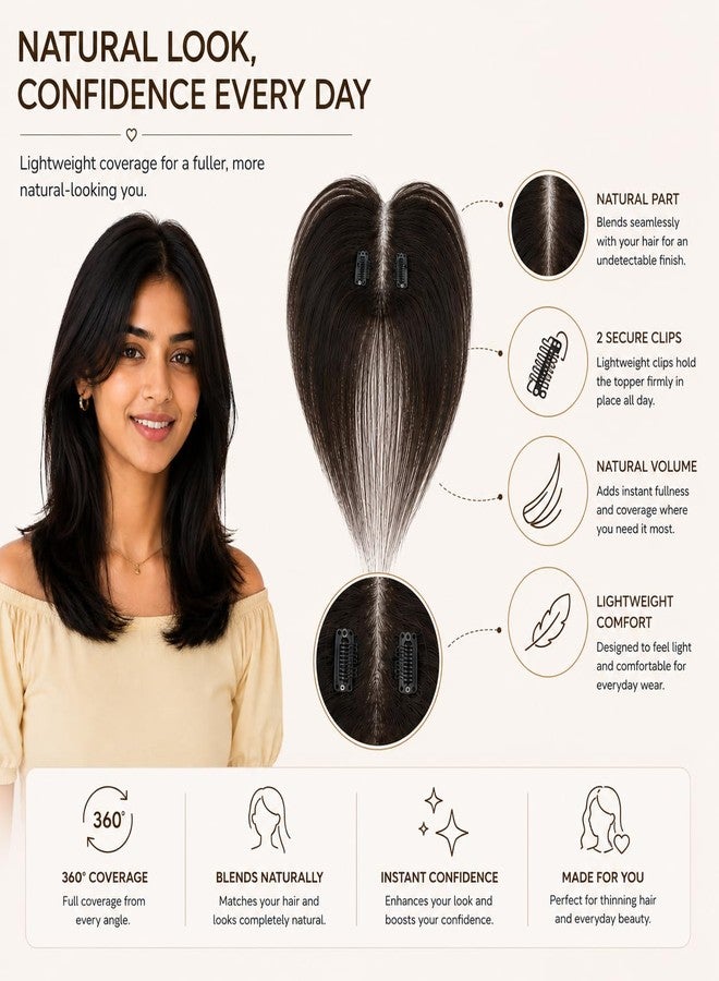 RichCurls Hair Topper for Women Thin Hair with 3D Base & 2 Clips | Synthetic Hair Topper for Thinning Hair | Natural Scalp Cover Hair Patch for Women Lightweight Volume - Image 4