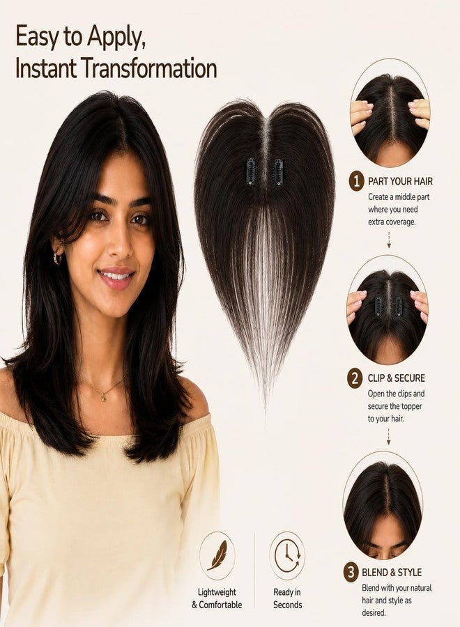 RichCurls Hair Topper for Women Thin Hair with 3D Base & 2 Clips | Synthetic Hair Topper for Thinning Hair | Natural Scalp Cover Hair Patch for Women Lightweight Volume - Image 5
