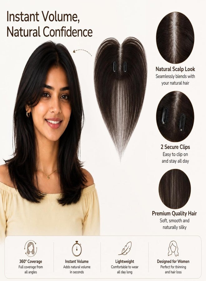 RichCurls Hair Topper for Women Thin Hair with 3D Base & 2 Clips | Synthetic Hair Topper for Thinning Hair | Natural Scalp Cover Hair Patch for Women Lightweight Volume - Image 2