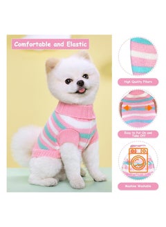 KASTWAVE Dog Knitted Sweaters, Small Dog Jumper, Striped Dog Sweater, Warm Knitted Sweater Coat, Soft Puppy Jumper, Dog Winter Clothes, Cute Warm Dog Pullover for Small Dog and Cat (Small, Pink)  - Image 1