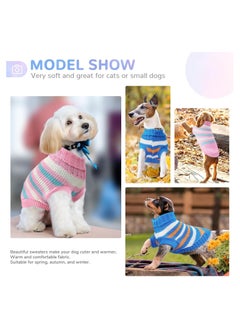 KASTWAVE Dog Knitted Sweaters, Small Dog Jumper, Striped Dog Sweater, Warm Knitted Sweater Coat, Soft Puppy Jumper, Dog Winter Clothes, Cute Warm Dog Pullover for Small Dog and Cat (Small, Pink)  - Image 3