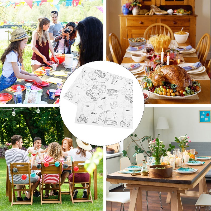 Happy Birthday Coloring Tablecloth for Festive Gatherings, Durable and Protective - Image 4