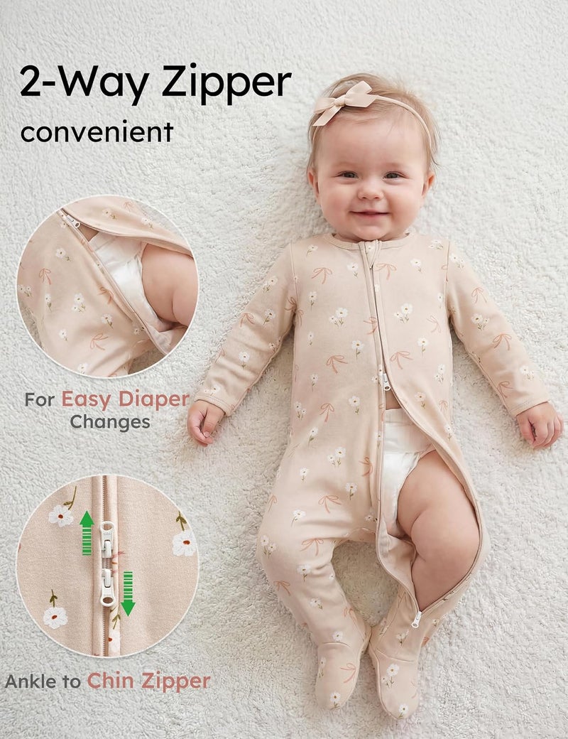 Yoofoss Baby Pajamas 100% Organic Cotton Baby Sleepers for Newborn 0-3 3-6 6-9 Months Boys Girl Clothes 3pcs Footed PJs - Image 3