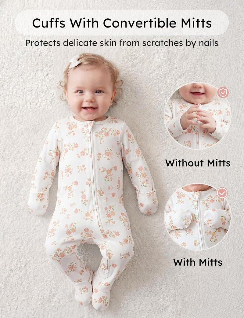 Yoofoss Baby Pajamas 100% Organic Cotton Baby Sleepers for Newborn 0-3 3-6 6-9 Months Boys Girl Clothes 3pcs Footed PJs - Image 4