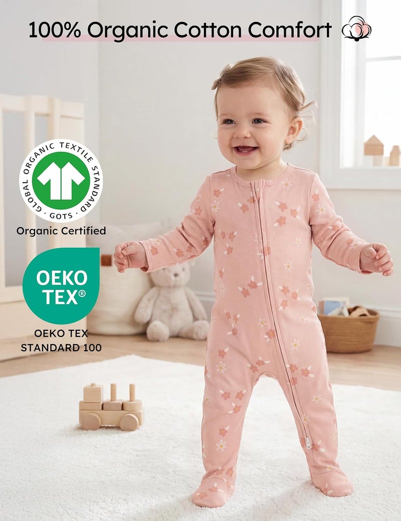 Yoofoss Baby Pajamas 100% Organic Cotton Baby Sleepers for Newborn 0-3 3-6 6-9 Months Boys Girl Clothes 3pcs Footed PJs - Image 2