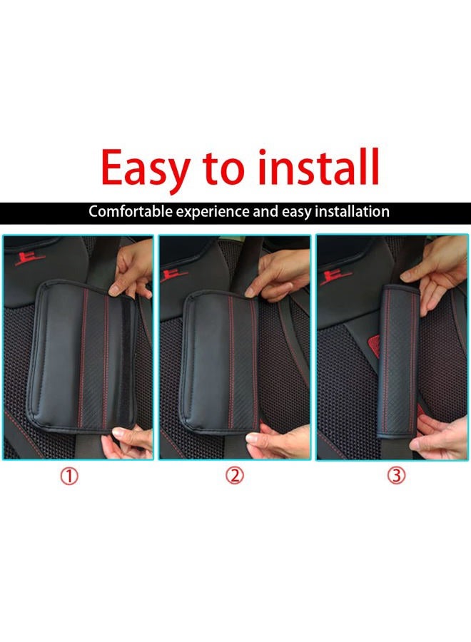 zipelo 2PCS Car Seat Belt Cover, Soft Shoulder Strap Covers Harness Pads, Safety Leather Seatbelt Comfort Driving Cushion Protect Your Neck and Shoulder Universal for Car, Truck, SUV (Black/Red) - Image 5