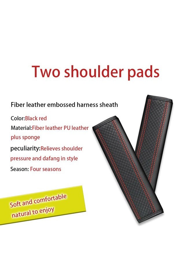 zipelo 2PCS Car Seat Belt Cover, Soft Shoulder Strap Covers Harness Pads, Safety Leather Seatbelt Comfort Driving Cushion Protect Your Neck and Shoulder Universal for Car, Truck, SUV (Black/Red) - Image 2
