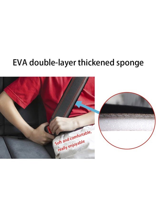 zipelo 2PCS Car Seat Belt Cover, Soft Shoulder Strap Covers Harness Pads, Safety Leather Seatbelt Comfort Driving Cushion Protect Your Neck and Shoulder Universal for Car, Truck, SUV (Black/Red) - Image 4