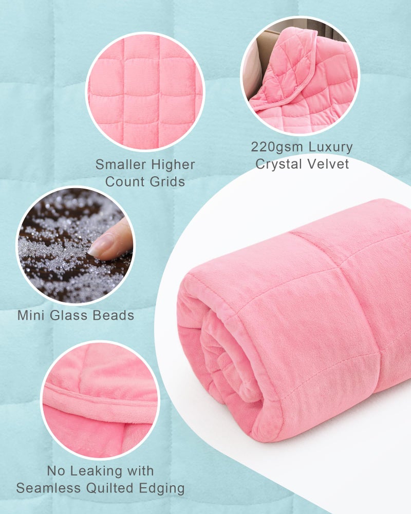 Cottonblue Weighted Blanket 7lbs for Adults  Luxury Crystal Velvet Weighted Lap Blanket for Relaxation  Lounging  Sleeping & Travel -Household Machine Washable  Pink  29"" x 24"" - Image 4