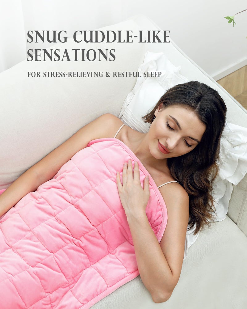 Cottonblue Weighted Blanket 7lbs for Adults  Luxury Crystal Velvet Weighted Lap Blanket for Relaxation  Lounging  Sleeping & Travel -Household Machine Washable  Pink  29"" x 24"" - Image 2