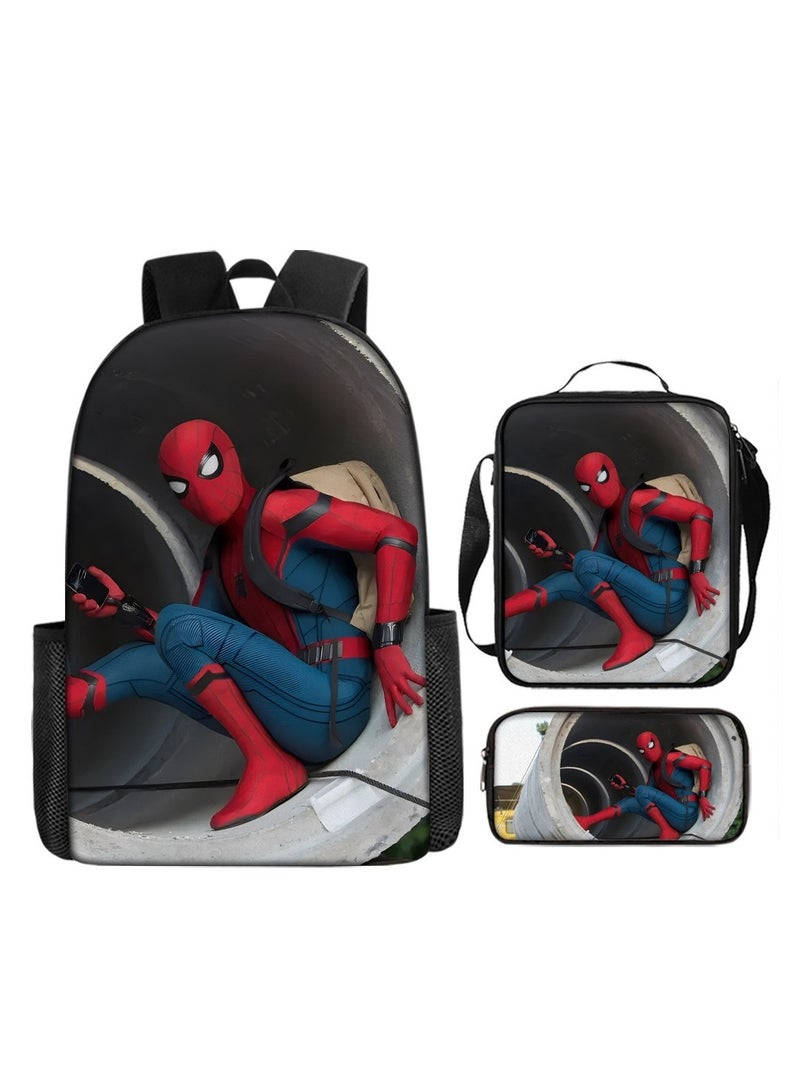 سبايدر مان حقيبة ظهر سبايدر مان للطلاب، مجموعة من ثلاث قطع 29*16*42 سم