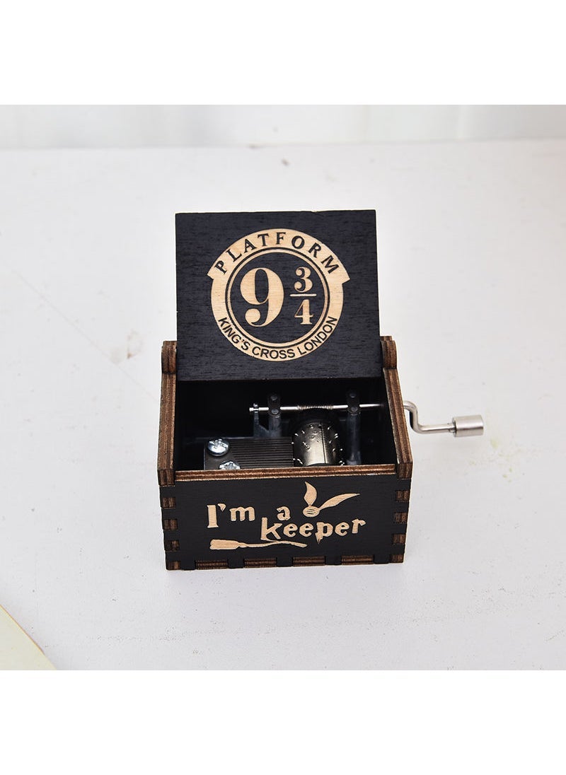 Harry Potter Hand-cranked Music Box Wholesale Stall Crafts Ornaments Gift Wooden Carved Painted Music Box Black 934 Harry Potter 