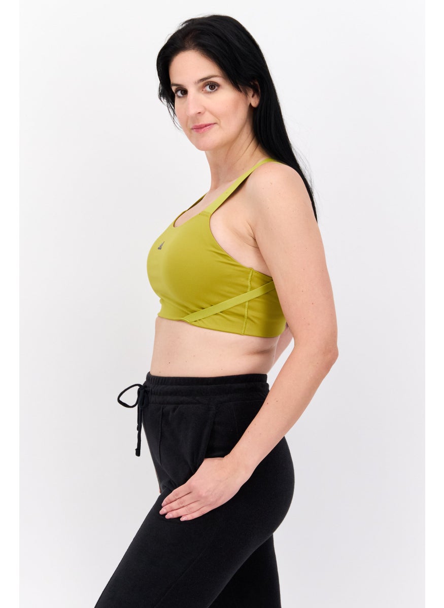 Adidas Women Lightly Padded Brand Logo Sports Bra, Bright Olive  - Image 3