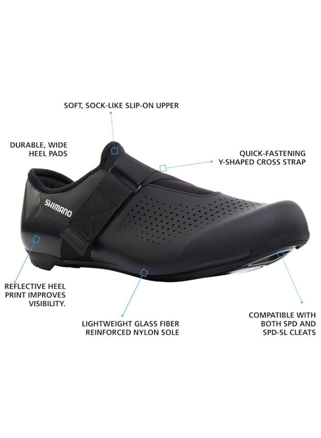 SHIMANO أحذية دراجات هوائية عالية الأداء للرجال من شيمانو، مقاس 44 EU، سوداء - Image 4