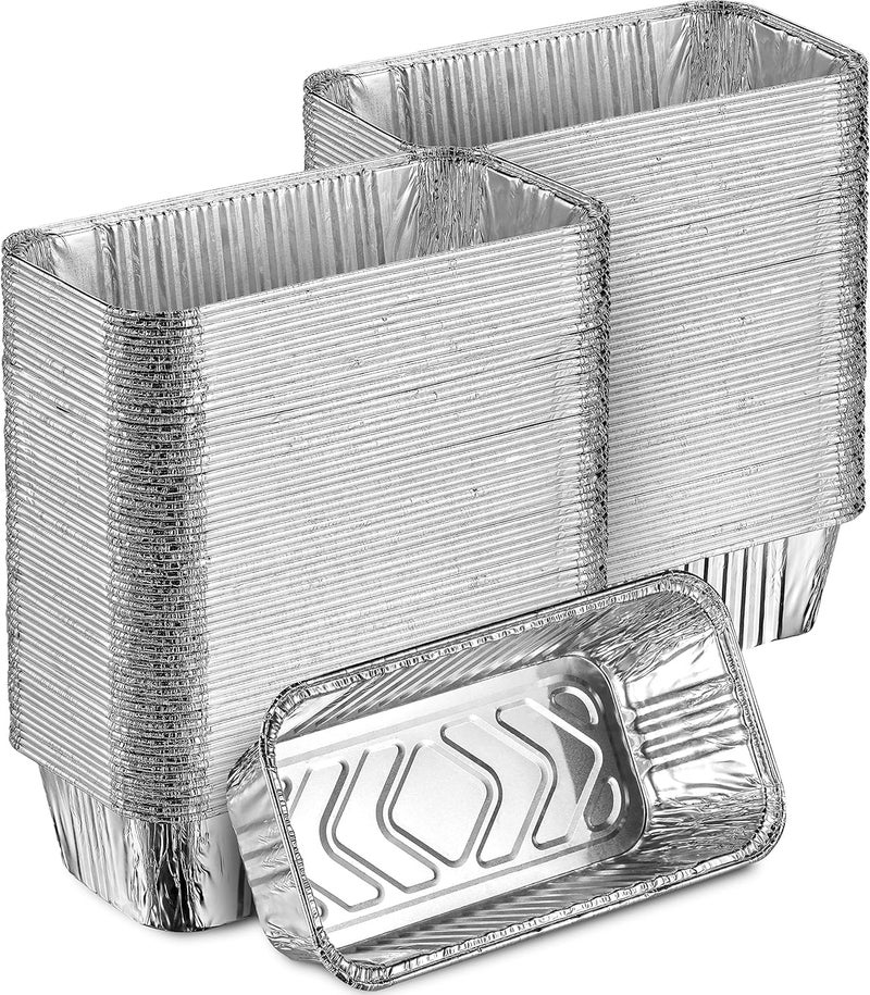 MontoPack Aluminum Disposable Loaf Pans | Deep Standard Size 8.5” x 4.5” Extra Thick Foil Bread Containers for Baking, Food Storage & Takeout | Eco-Friendly & Recyclable | Bulk 100-Pack 2 Pound Trays - Image 1