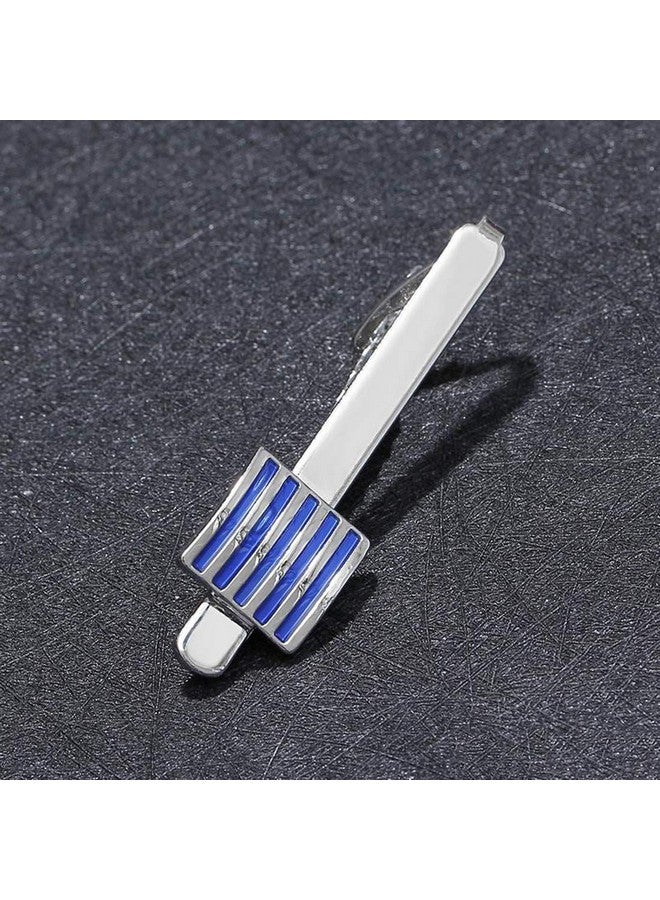 Peora 316L Stainless Steel Simple Blue Stripes Neck Tie Bar Clasp Clip for Men Boys Corporate Business Gift - Image 3