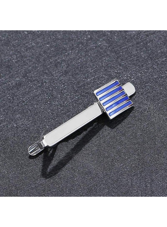 Peora 316L Stainless Steel Simple Blue Stripes Neck Tie Bar Clasp Clip for Men Boys Corporate Business Gift - Image 5