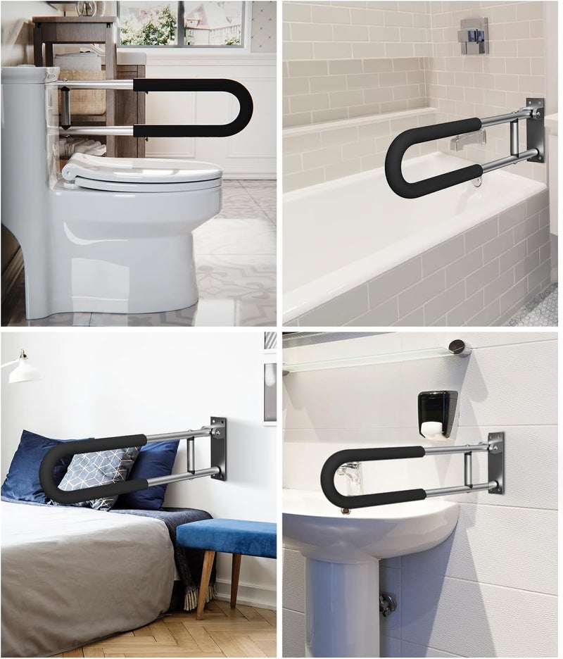 BotaBay Handicap Grab Bars Rails 23.6 Inch Toilet Handrails Bathroom Safety Bar Hand Support Rail Handicapped Handrail Accessories for Seniors Elderly Disabled Mounted Bath Grips (Aluminum-60cm-2pcs) - Image 5