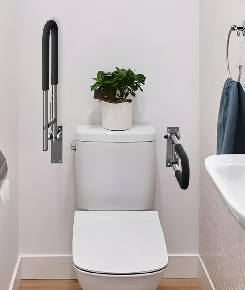 BotaBay Handicap Grab Bars Rails 23.6 Inch Toilet Handrails Bathroom Safety Bar Hand Support Rail Handicapped Handrail Accessories for Seniors Elderly Disabled Mounted Bath Grips (Aluminum-60cm-2pcs) - Image 2