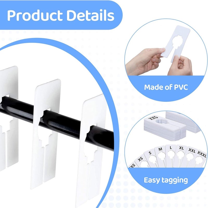 Qianeffort Rail Dividers,30PCS Wardrobe Dividers,White Rectangular Hanger Clothing Rail Dividers Rack Size Shelf Dividers,Writable Shelf Divider for wardrobe Sorting Classify Clothing Size and Colors - Image 3