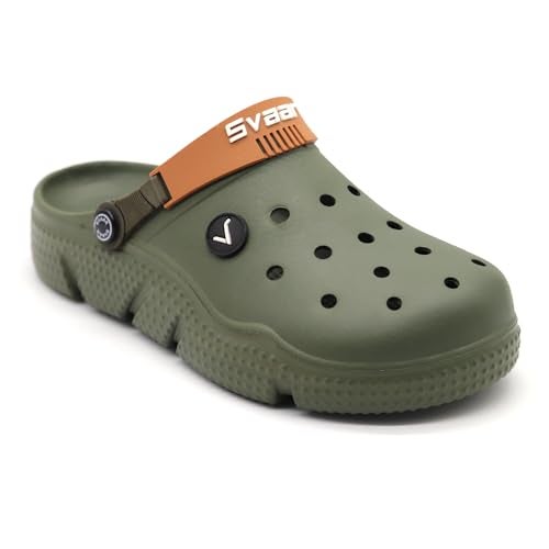 SVAAR Designer Clogs, Sandals With Adjustable Back Strap For Men Olive Green - 10 Uk - Image 1