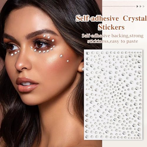 TecoKart® 6 Sheet Hair Stickers for Hair Decoration Face Gems Rhinestones Pearl Stickers Kit for Makeup with Tweezer Self-Adhesive Rhinestone Hair Accessories for Crafts, Nail Art, Clothes Making - Image 3