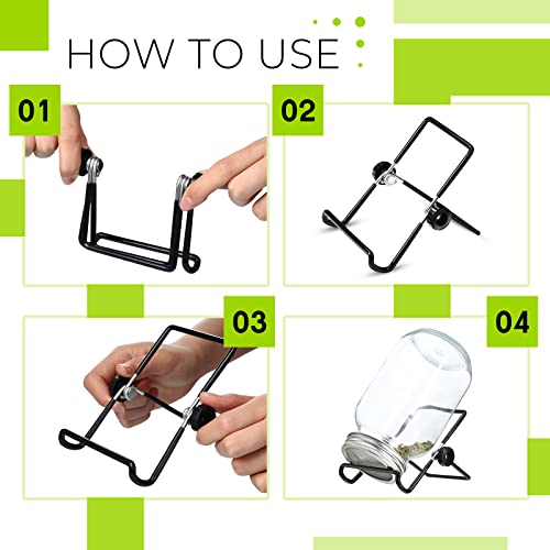 Yinkin 12 Pack Sprouting Stands for Wide and Regular Mouth Mason Jars Canning Jars Holder Stainless Steel Foldable Adjustable Stands for Growing Organic Sprouting - Image 5
