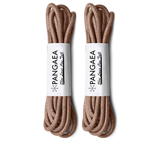 PANGAEA [4 Laces] 2-Pair Pack Waxed Round Oxford Shoe Laces for Dress Shoes Chukka 3/32Inch Thin(#03 Medium Brown,34in (86cm)) - Image 1