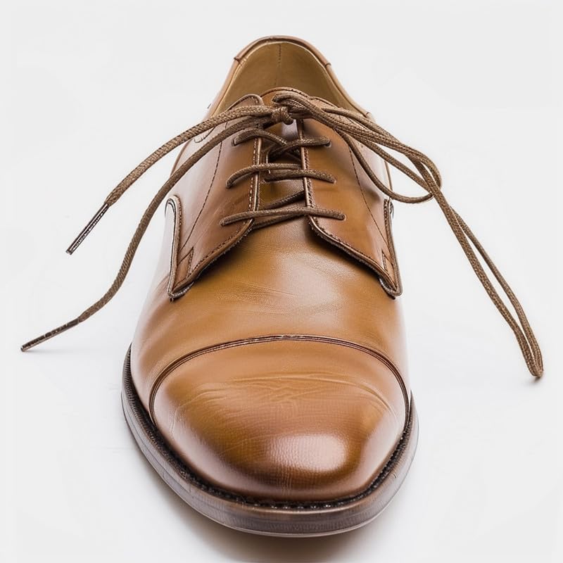 PANGAEA [4 Laces] 2-Pair Pack Waxed Round Oxford Shoe Laces for Dress Shoes Chukka 3/32Inch Thin(#03 Medium Brown,34in (86cm)) - Image 3