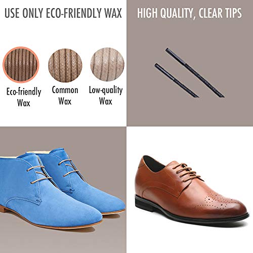 PANGAEA [4 Laces] 2-Pair Pack Waxed Round Oxford Shoe Laces for Dress Shoes Chukka 3/32Inch Thin(#03 Medium Brown,34in (86cm)) - Image 5