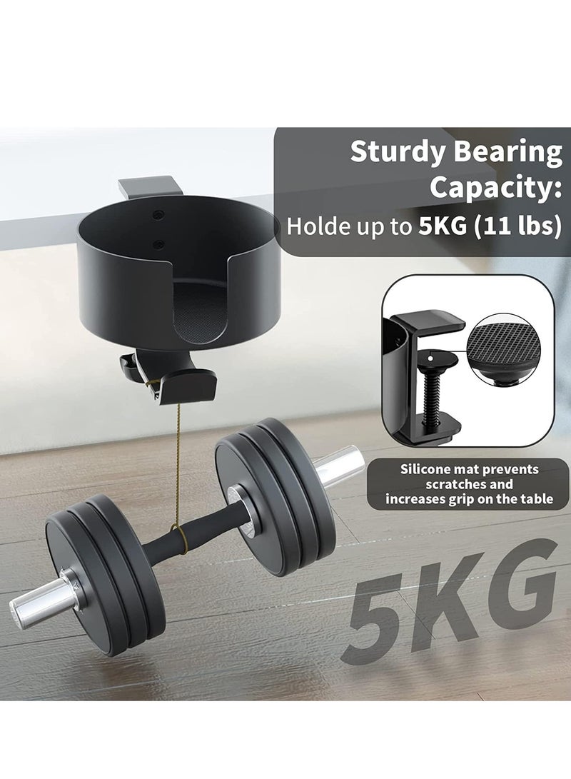 2 in 1 Desk Cup Holder with Headphone Hanger, Anti-Spill Cup Holder for Desk or Table, Easy to Install, Sturdy and Durable, Enough to Hold Coffee Mugs, Water Bottles, Headphones - Image 4