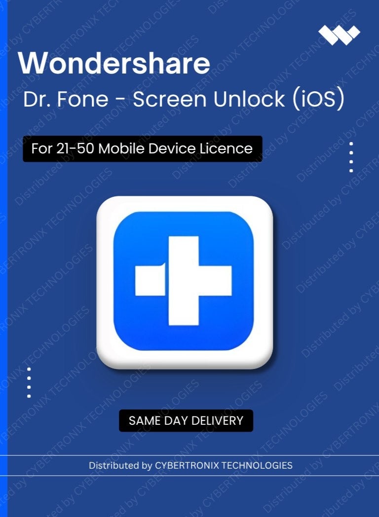 Wondershare Dr.Fone - فتح الشاشة (iOS) | 21-50 جهاز موبايل | ترخيص رقمي | توصيل في نفس اليوم
