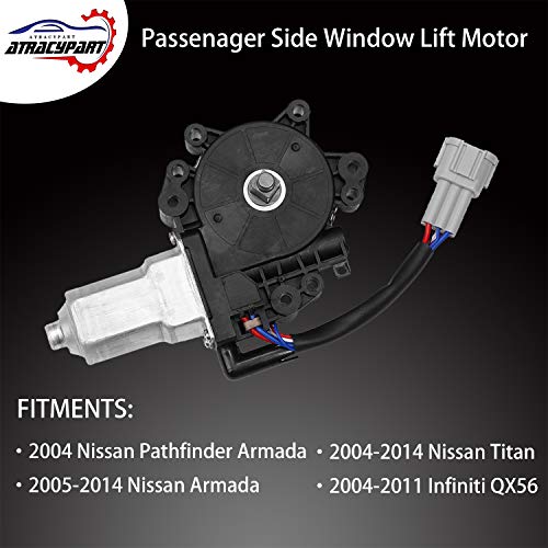 ATRACYPART Window Lift Motor Front Right Passenger Side | for 2004-2014 Nissan Titan, 2004 Nissan Pathfinder Armada, 2005-2014 Nissan Armada, 2004-2011 Infiniti QX56 | Replace# 80730-9FJ0A, 80730-ZT01A - Image 3