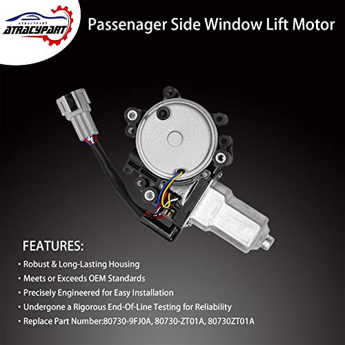 ATRACYPART Window Lift Motor Front Right Passenger Side | for 2004-2014 Nissan Titan, 2004 Nissan Pathfinder Armada, 2005-2014 Nissan Armada, 2004-2011 Infiniti QX56 | Replace# 80730-9FJ0A, 80730-ZT01A - Image 2