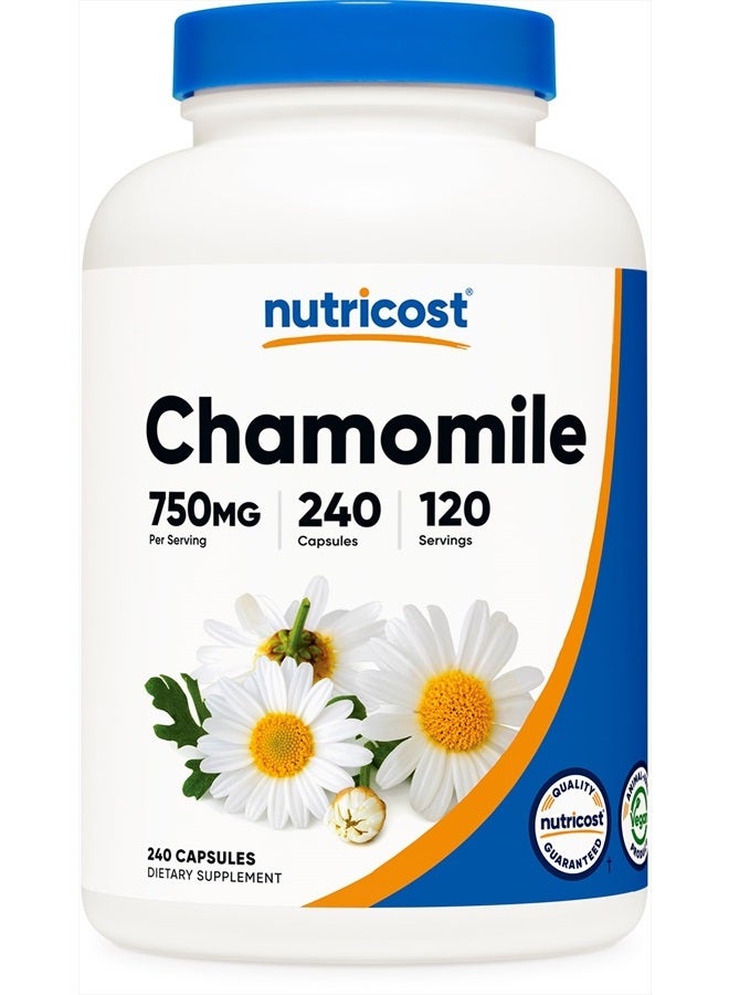 Nutricost بابونج 750 ملغ، 240 كبسولة نباتية، 120 حصة - خالية من الكائنات المعدلة وراثيًا، خالية من الغلوتين - Image 1