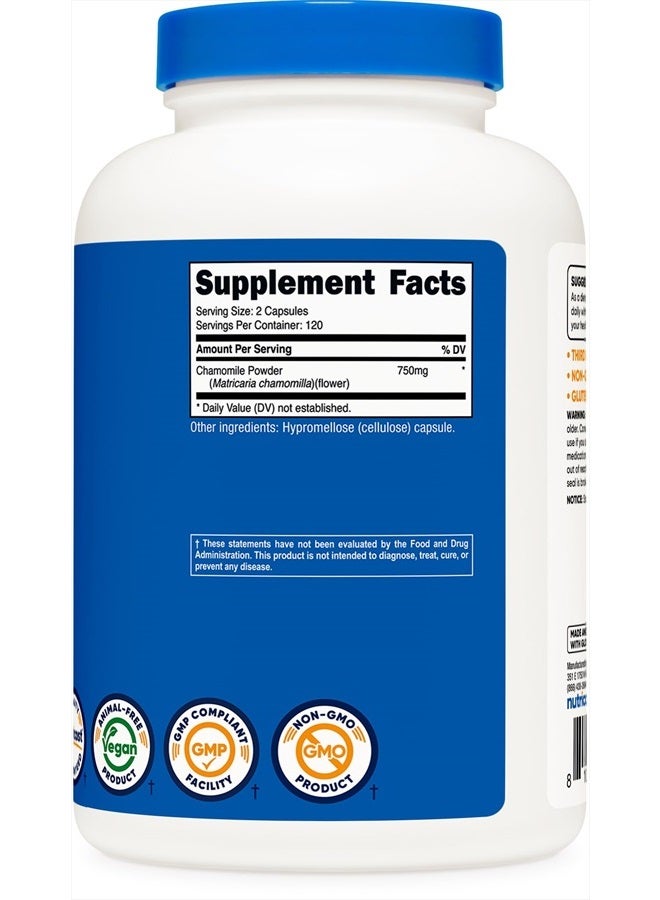 Nutricost بابونج 750 ملغ، 240 كبسولة نباتية، 120 حصة - خالية من الكائنات المعدلة وراثيًا، خالية من الغلوتين - Image 5