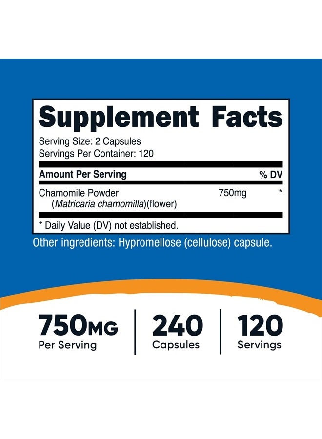 Nutricost بابونج 750 ملغ، 240 كبسولة نباتية، 120 حصة - خالية من الكائنات المعدلة وراثيًا، خالية من الغلوتين - Image 2