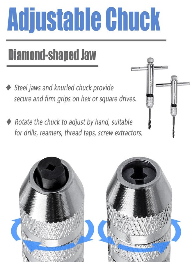 Mesee 2 Pieces T-Handle Ratchet Tap Wrench Set, Adjustable Ratcheting T Handle Tapping Holder Wrench Reversible Reamer Hand Threading Tap Wrenches Tool Fits M3-M8/ M5-M12 Metric Screw Taps - Image 4