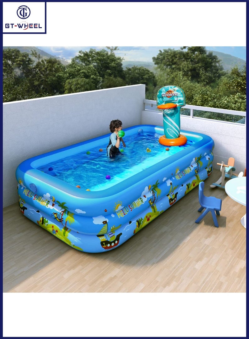 Inflatable Large Swimming Pool with Inflatable basketball Game for Adults and Kids Kiddie Above Ground Pool(4.2m) - Image 2